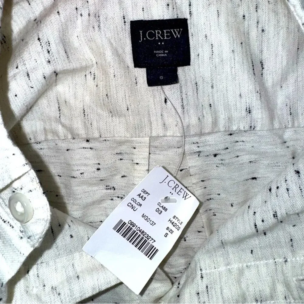 NWT Men’s JCrew Long Sleeve Button Down Shirt Ivory & Black size Small